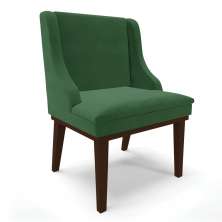 Cadeira de Jantar Liz Veludo Verde Base Fixa Madeira Tabaco - D'Ross
