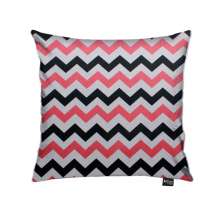 Capa para Almofada Tecido Estampado Zig Zag Preto e Rosa D103 - D'Rossi