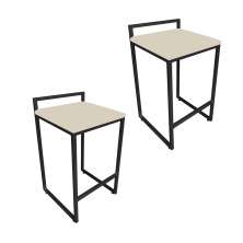 Conjunto 02 Banquetas Pietra Suede Bege  Base Preto D'Rossi