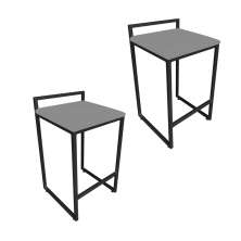 Conjunto 02 Banquetas Pietra Suede Grafite Base Preto D'Rossi