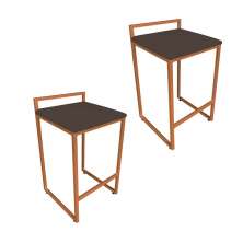 Conjunto 02 Banquetas Pietra Suede Marrom Base Cobre D'Rossi