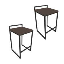 Conjunto 02 Banquetas Pietra Suede Marrom Base Preto D'Rossi