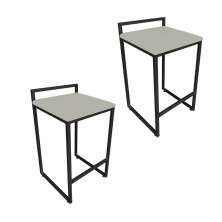Conjunto 02 Banquetas Pietra Suede Marrom Rato Base Preto D'Rossi