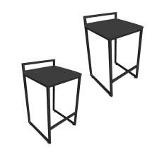 Conjunto 02 Banquetas Pietra Suede Preto Base Preto D'Rossi