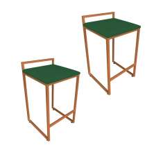 Conjunto 02 Banquetas Pietra Suede Verde Base Cobre D'Rossi