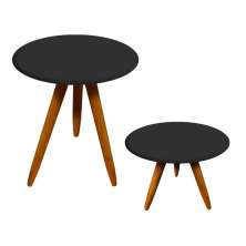Conjunto Mesa Lateral e Mesa de Centro Preto D'Rossi