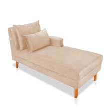 Divã Chaise Chloe 160 cm Veludo Pés Chanfrado Castanho - D'Rossi