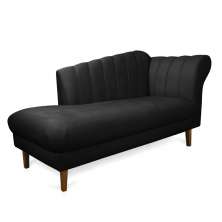 Divã Recife Suede Preto 165 cm Pés Chanfrado Castanho - D'Rossi