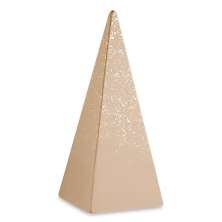 Enfeite Decorativo "Pirâmide" em Cimento Nude e Dourado 26x10,5 cm - D'Rossi
