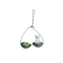 Enfeite Decorativo de Páscoa Coelho Branco com Ninho 12x15x15 cm  - D'Rossi