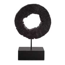 Escultura Decorativa "Círculo" em Poliresina Preto 43,5x10 cm - D'Rossi