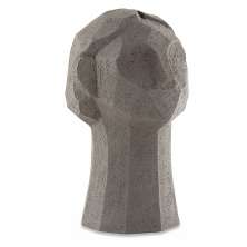 Escultura Decorativa "Rosto" Em Poliresina Cinza 24x15 cm - D'Rossi