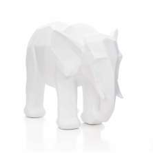 Escultura Decorativa Elefante em Poliresina Branco 15x20x9 cm - D'Rossi