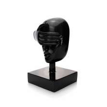 Escultura Decorativa Máscara Rosto Cego em Cerâmica Grafite 25x15 cm - D'Rossi