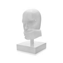 Escultura Decorativa Máscara Rosto Silêncio Branco 25x15 cm - D'Rossi