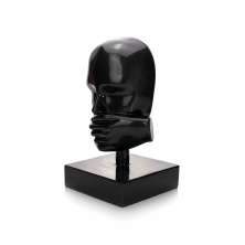Escultura Decorativa Máscara Silêncio em Cerâmica Grafite 25x15 cm - D'Rossi