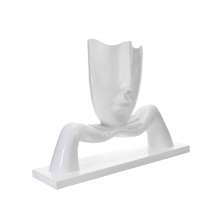 Escultura Decorativa Máscara com Base Descanso em Cerâmica Branco 23x30 cm - D'Rossi