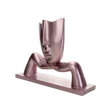 Escultura Decorativa Máscara com Base em Cerâmica Rosa Metal 23x30  cm - D'Rossi