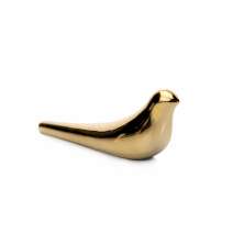 Escultura Decorativa Pássaro em Cerâmica Dourado 8x23x6 cm - D'Rossi