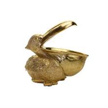 Escultura Decorativa Pelicano em Poliresina Dourado 20x23x11 cm - D'Rossi