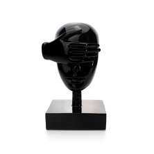 Escultura Decorativa Rosto Cego em Cerâmica Preto 25x15 cm - D'Rossi