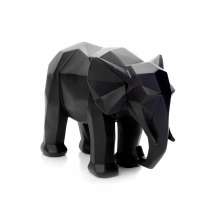 Escultura Elefante em Poliresina Preto 20x25x13 cm - D'Rossi