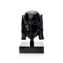 Escultura Máscara Rosto Surdo em Cerâmica Preto 25x15 cm - D'Rossi