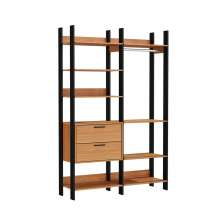Guarda Roupa Closet Modulado 02 Torres Gaveteiro e Cabideiro Freijó com Preto Fosco Industrial - D'Rossi