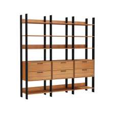 Guarda Roupa Closet Modulado 03 Gaveteiros Freijó com Preto Fosco Industrial - D'Rossi