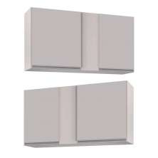 Kit 02 Armários Aéreo de Cozinha Lavanderia 02 Portas Agata Branco 100 cm - D'Rossi