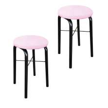 Kit 02 Banquetas Baixa Manu Suede Rosa Bebê D'Rossi
