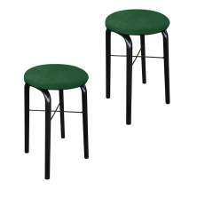 Kit 02 Banquetas Baixa Manu Suede Verde D'Rossi