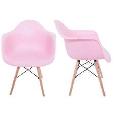 Kit 02 Cadeiras Melbourne Eiffel Charles Eames Base Madeira - Rosa - D'Rossi