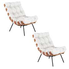 Kit 02 Poltronas Costela Couro Branco Base de Metal - D'Rossi