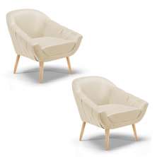 Kit 02 Poltronas Giovana Corino Pés Palito Natural - D'Rossi