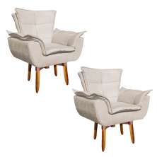 Kit 02 Poltronas Giratória Opala Suede Base Pés Palito 25 cm  - D'Rossi