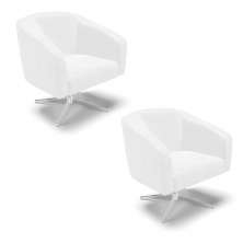 Kit 02 Poltronas Giratória Stella Corano Branco Base Cromada - D'Rossi