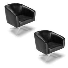 Kit 02 Poltronas Giratória Stella Corano Preto Base Cromada - D'Rossi