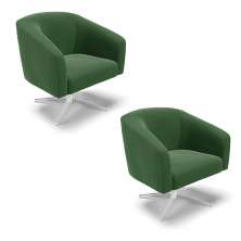 Kit 02 Poltronas Giratória Stella Suede Verde Base Cromada - D'Rossi