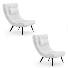 Kit 02 Poltronas Sher Corano Branco Pés Palito de Ferro - Indo Decorar