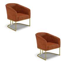 Kit 02 Poltronas Stella Corano Base Metálica Industrial Dourado - D'Rossi