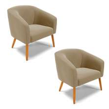 Kit 02 Poltronas Stella Suede Marrom Rato Pés Palito Castanho D'Rossi