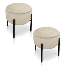 Kit 02 Puffs Iron Suede Bege Base Preto Palito D'Rossi