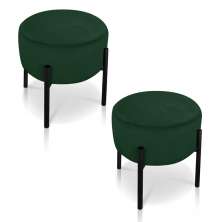 Kit 02 Puffs Iron Suede Verde Base Preto Palito D'Rossi