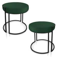 Kit 02 Puffs Love Suede Verde Base Industrial Preto - D'Rossi