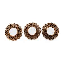 Kit 03 Espelhos Decorativo Moldura Redonda Bronze - D'Rossi