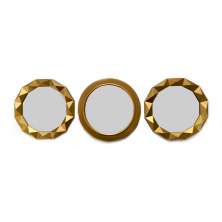Kit 03 Espelhos Decorativo Moldura Redonda Dourado - D'Rossi