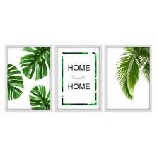 Kit 03 Quadros Decorativos "Folhagem Home Sweet Home" 43X33X1CM - D'Rossi