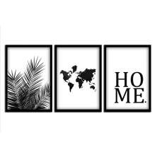 Kit 03 Quadros Decorativos "Mapa" 43X33X1CM - D'Rossi