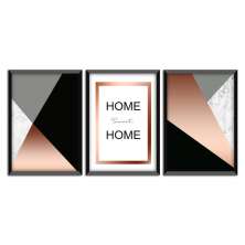 Kit 03 Quadros Decorativos Rose Gold "Home Sweet Home" 43X33X1CM - D'Rossi